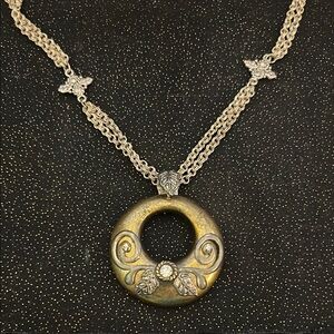 Chicos Gold and Silver Pendant Necklace.